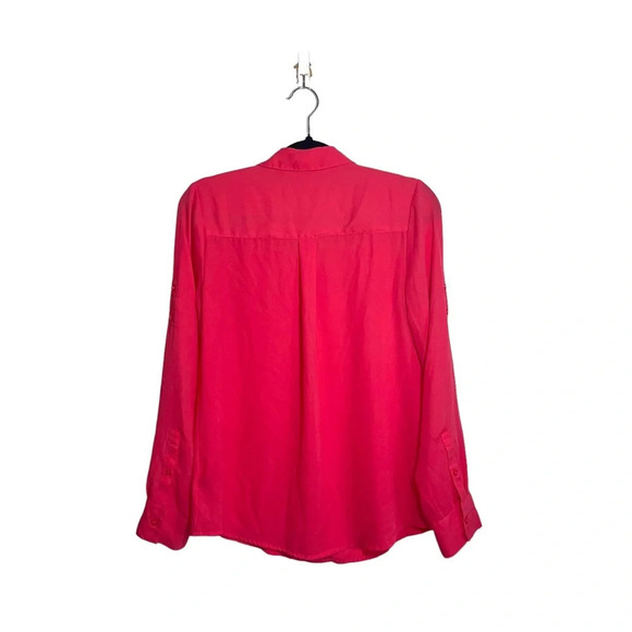 Express The Portofino Shirt Hot Pink Collared Button Down Blouse Small Women’s - Picture 5 of 10